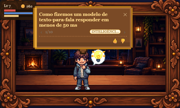 Imagem de divulgação do mascote apresentando uma notícia em um balão